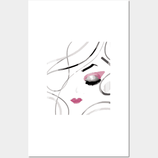 fashion chic girl line art illustration Posters and Art